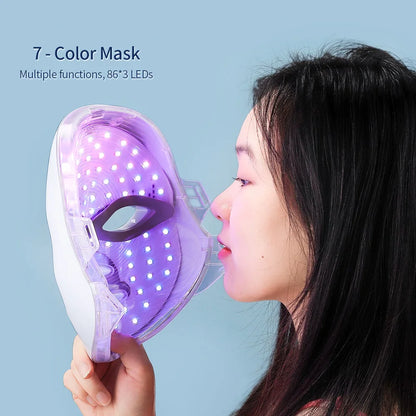 7-Color LED Red Light Therapy Face & Neck Mask — Anti-Aging Glow Treatment