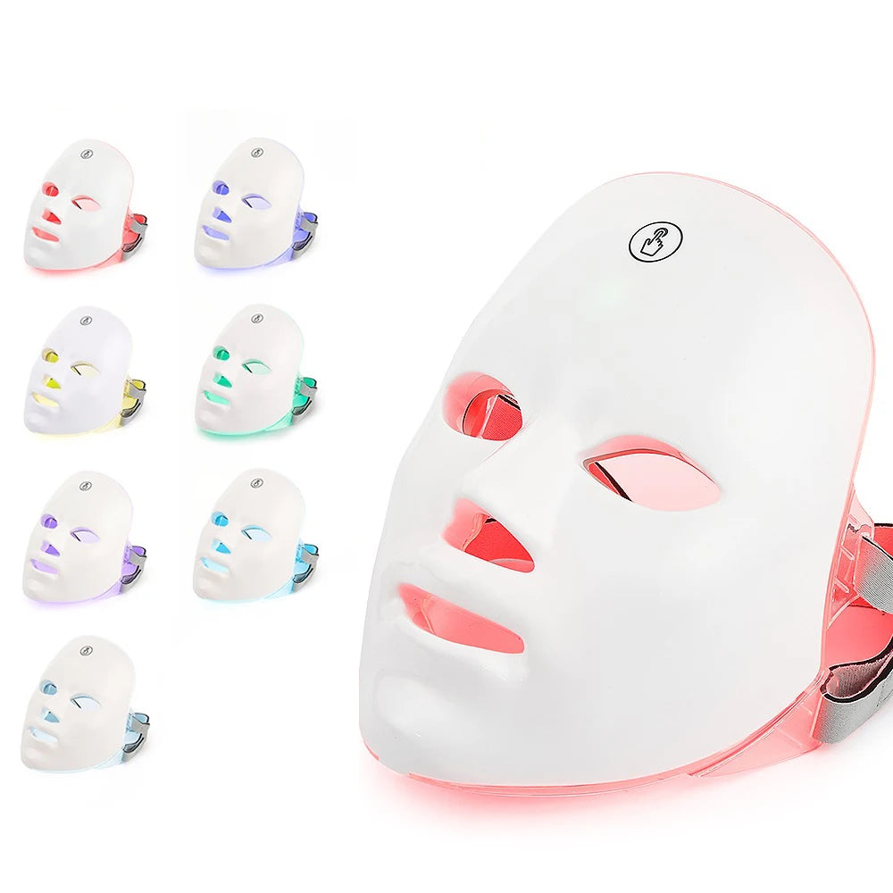 7-Color LED Red Light Therapy Face & Neck Mask — Anti-Aging Glow Treatment