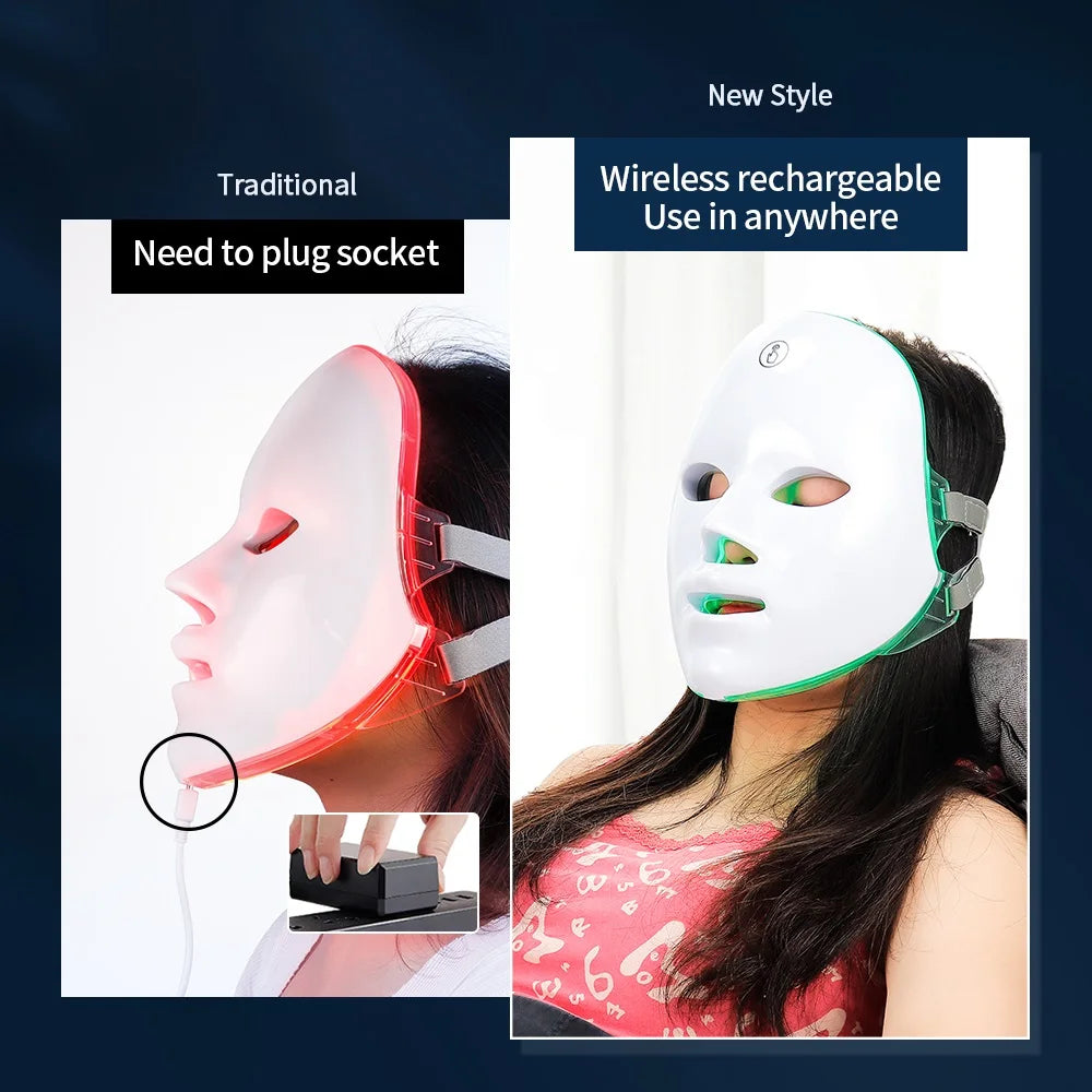 7-Color LED Red Light Therapy Face & Neck Mask — Anti-Aging Glow Treatment