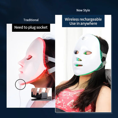 7-Color LED Red Light Therapy Face & Neck Mask — Anti-Aging Glow Treatment