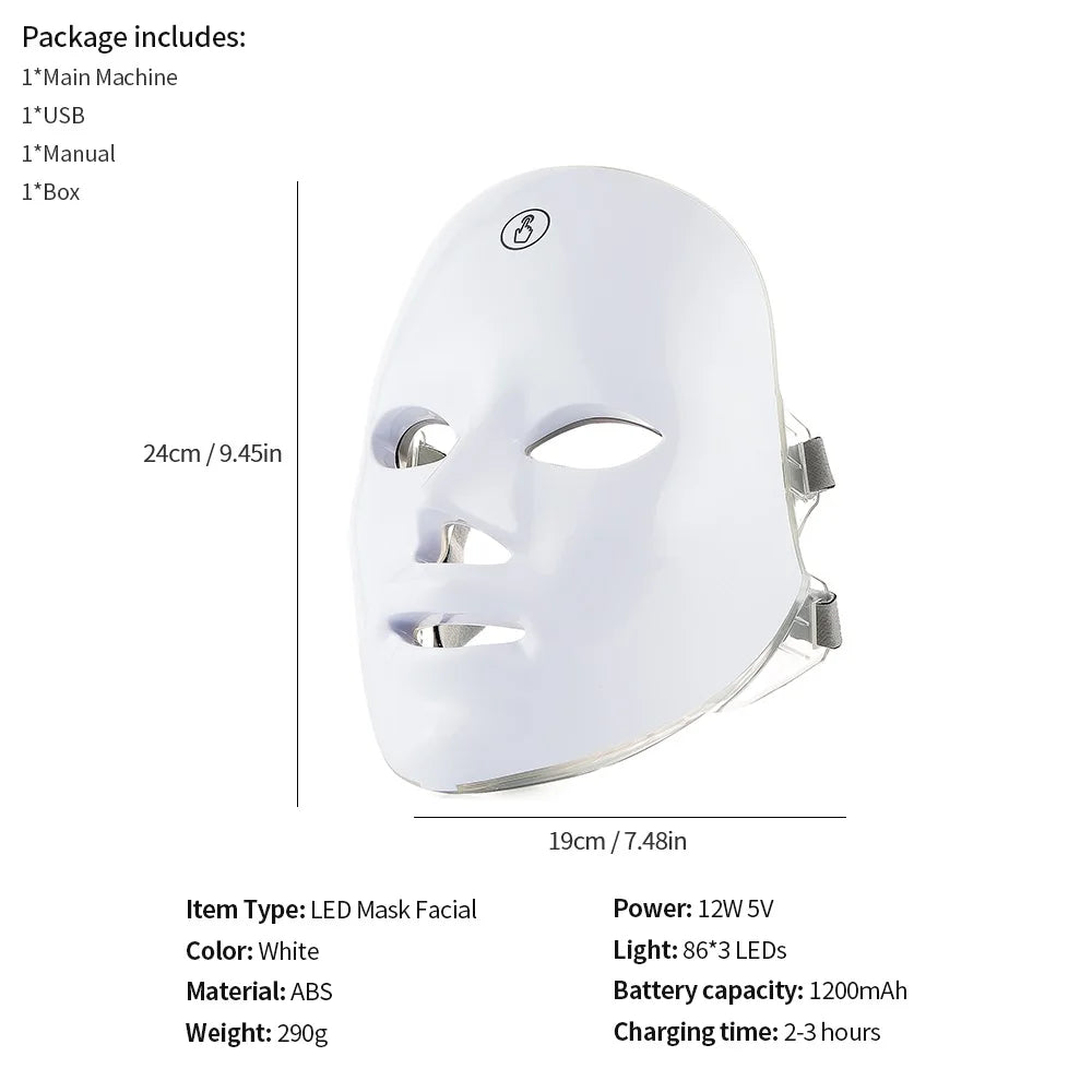 7-Color LED Red Light Therapy Face & Neck Mask — Anti-Aging Glow Treatment