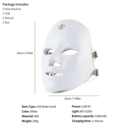 7-Color LED Red Light Therapy Face & Neck Mask — Anti-Aging Glow Treatment