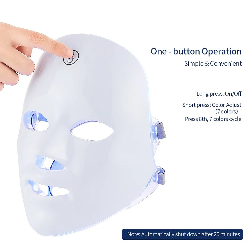 7-Color LED Red Light Therapy Face & Neck Mask — Anti-Aging Glow Treatment