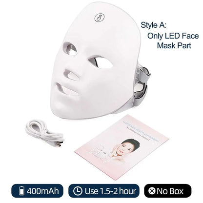 7-Color LED Red Light Therapy Face & Neck Mask — Anti-Aging Glow Treatment